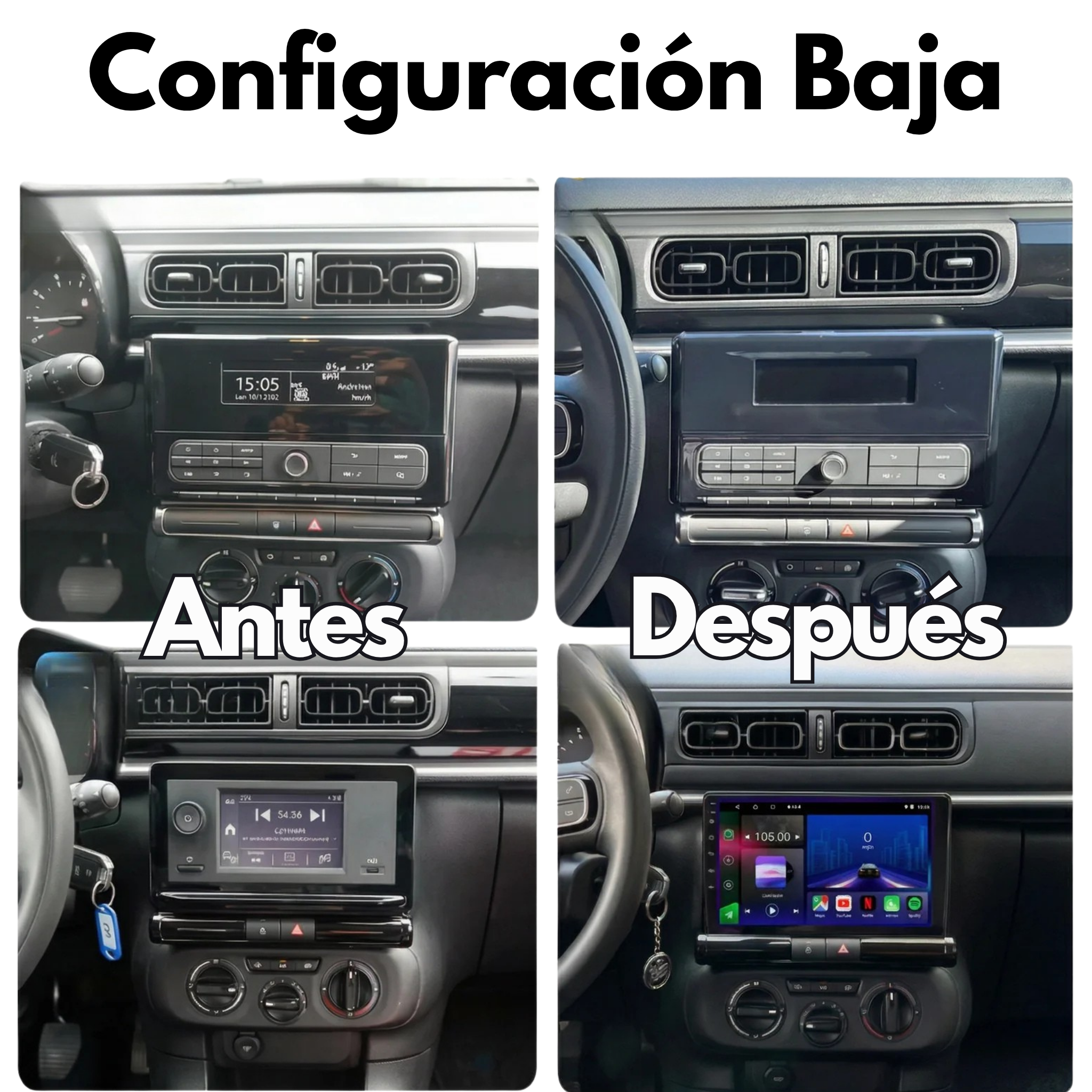 Citroen C3 | C3 Aircross | 2017-2023 | Radio Pantalla Android | Apple CarPlay y Android Auto