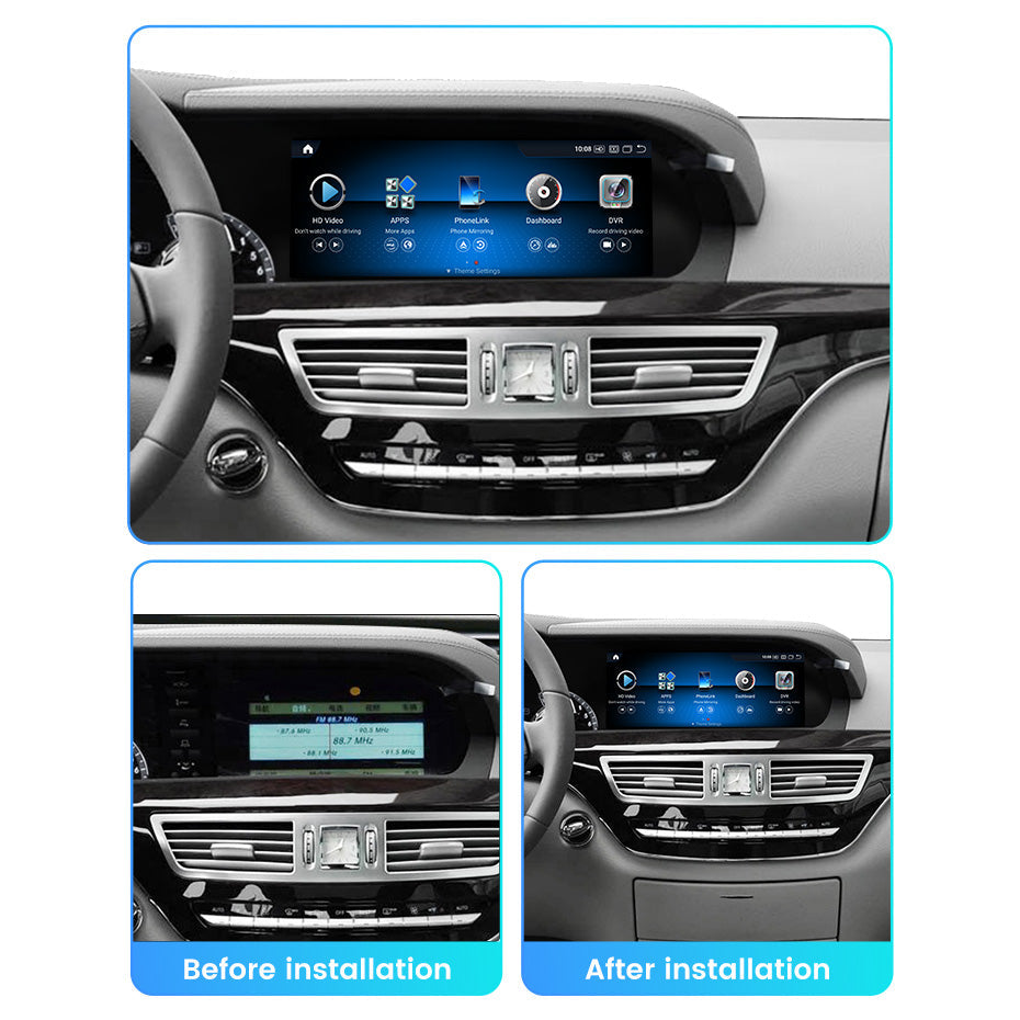 Mercedes S Class 2005-2014 W216 W221 Android 13 Autoradio CarPlay & Android Auto NTG 3.0 3.5 - TechVoyage