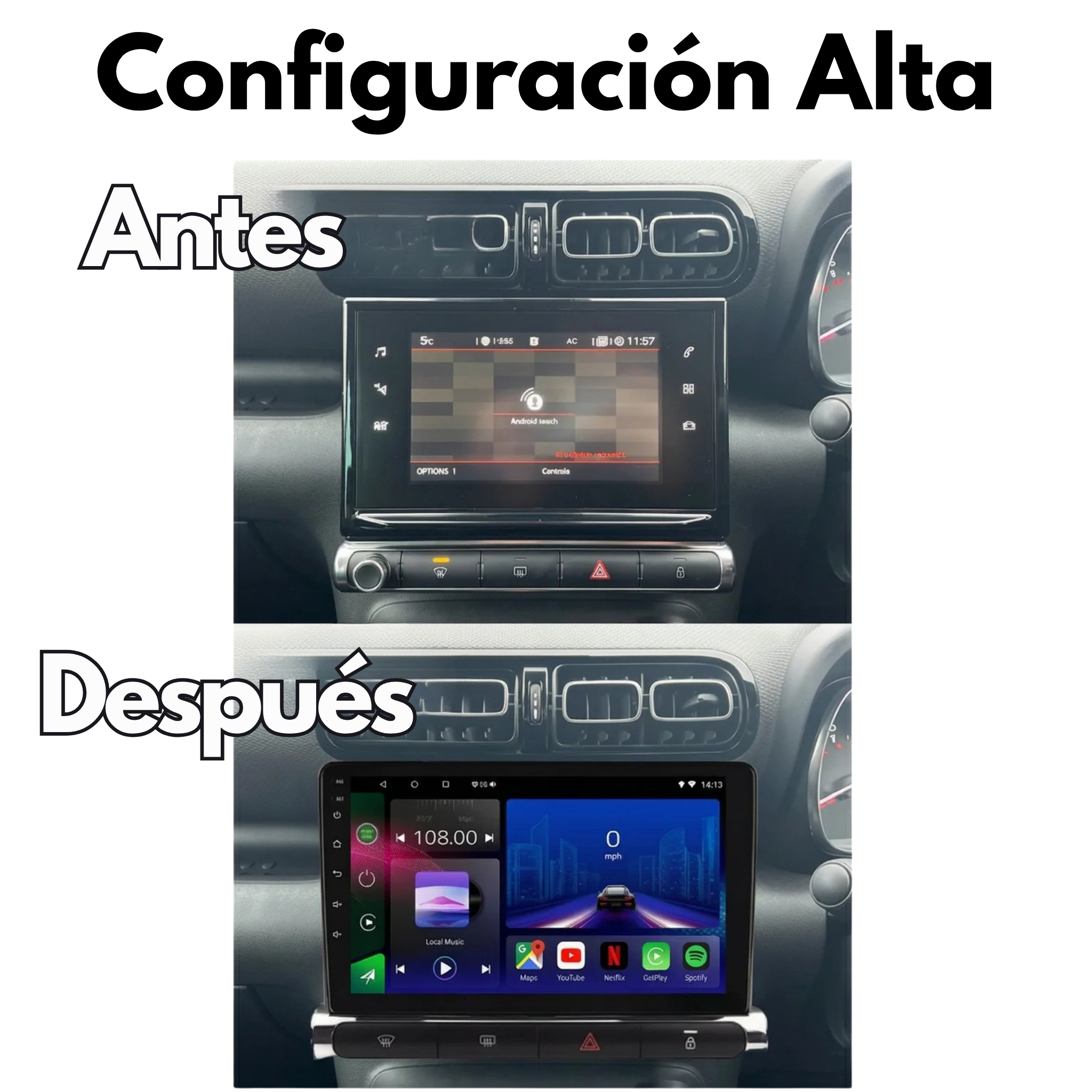 Citroen C3 | C3 Aircross | 2017-2023 | Radio Pantalla Android | Apple CarPlay y Android Auto