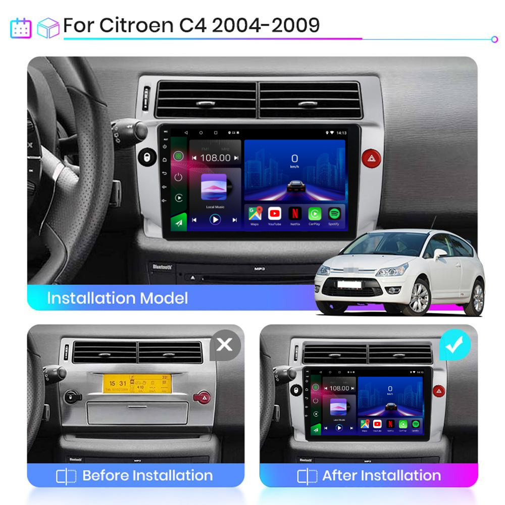Citroen C4 | C-Triomphe | C-Quatre 2004-2009| Android 13 Autoradio | Apple CarPlay | Android Auto - TechVoyage