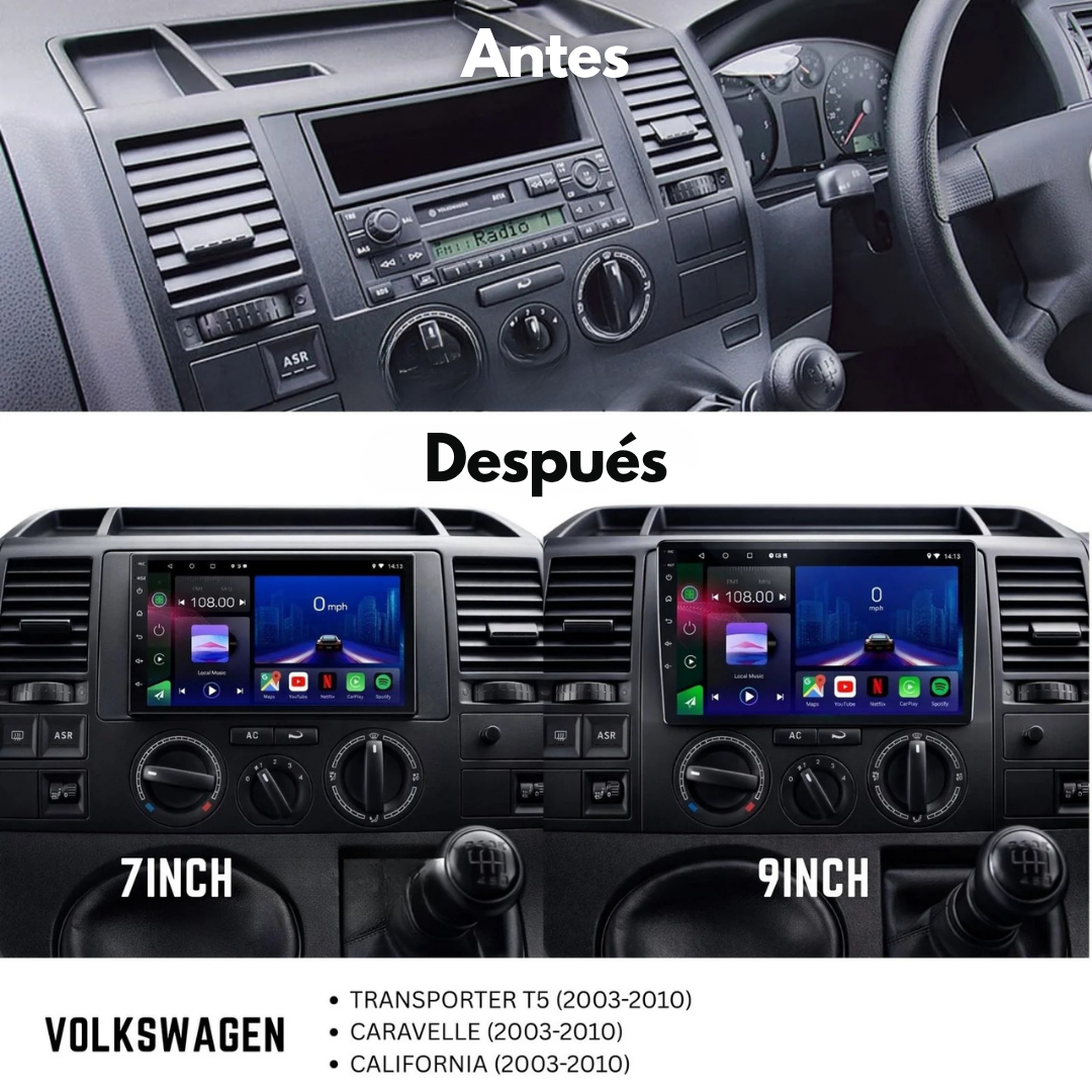 Volkswagen Transporter T5 Caravelle California | 2003-2010 | Radio Pantalla Android | Apple CarPlay y Android Auto