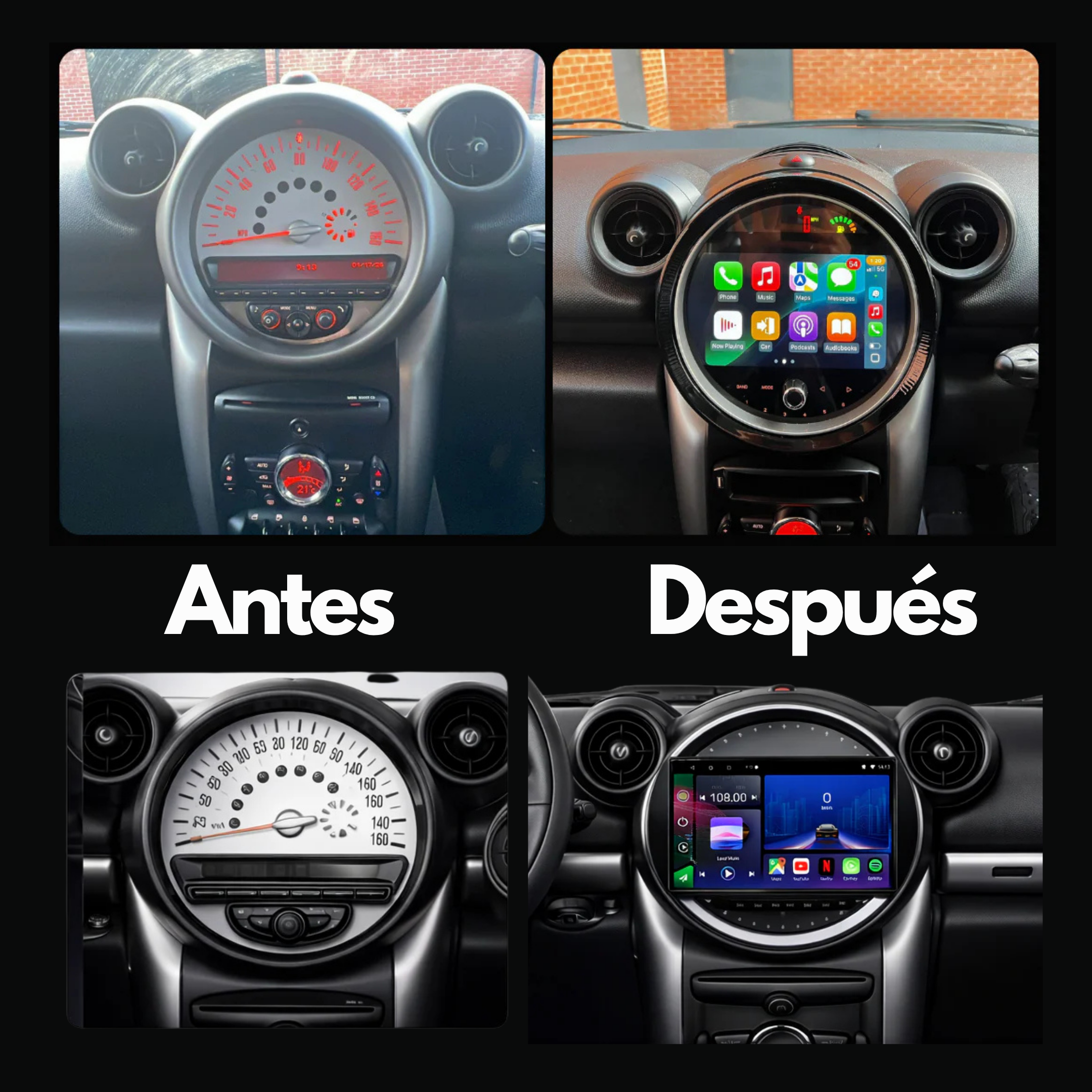 Mini Cooper Countryman R56 R60 | 2011-2013 | Radio Pantalla Android | Apple CarPlay y Android Auto