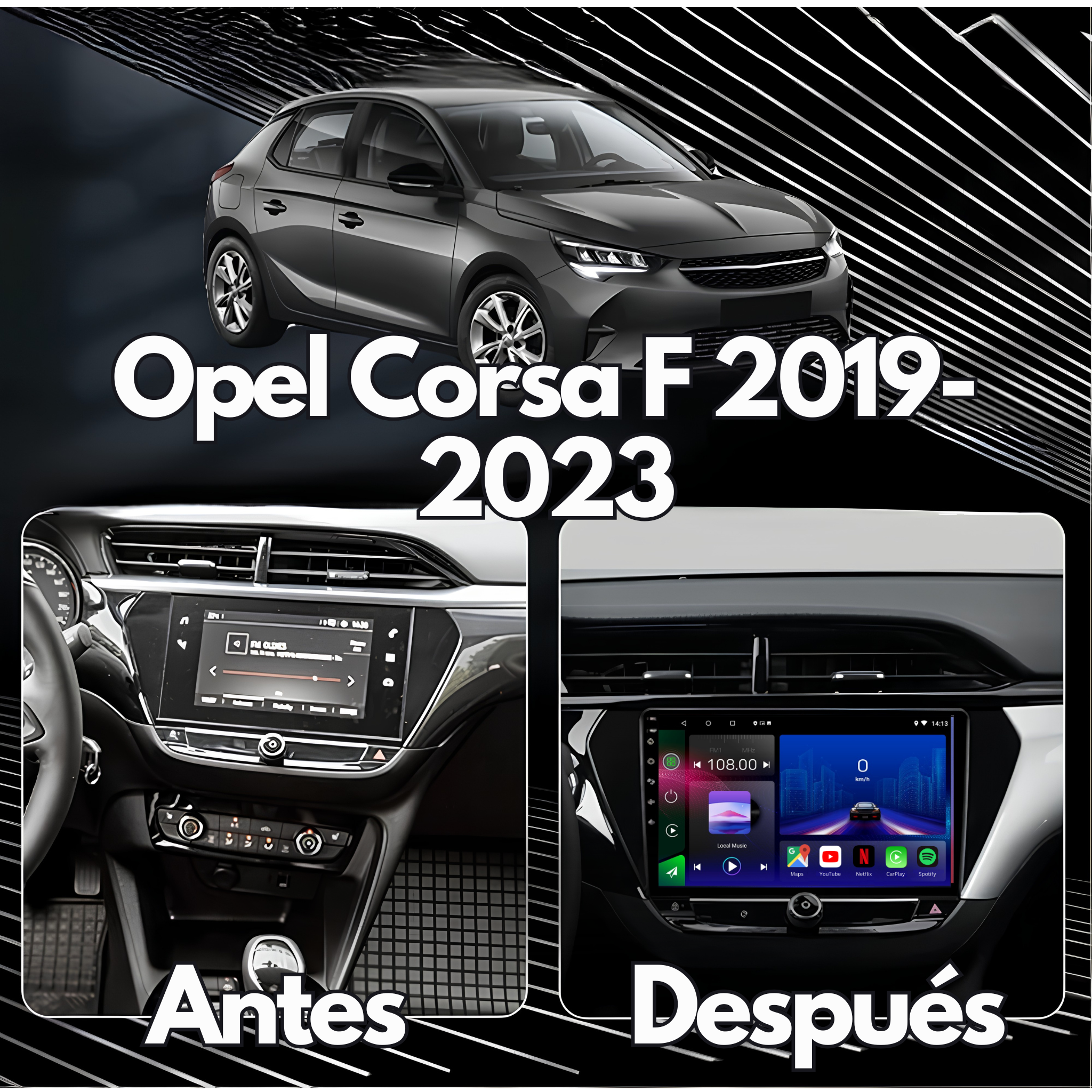 Opel Corsa F | 2019-2023 | Radio Pantalla Android | Apple CarPlay y Android Auto