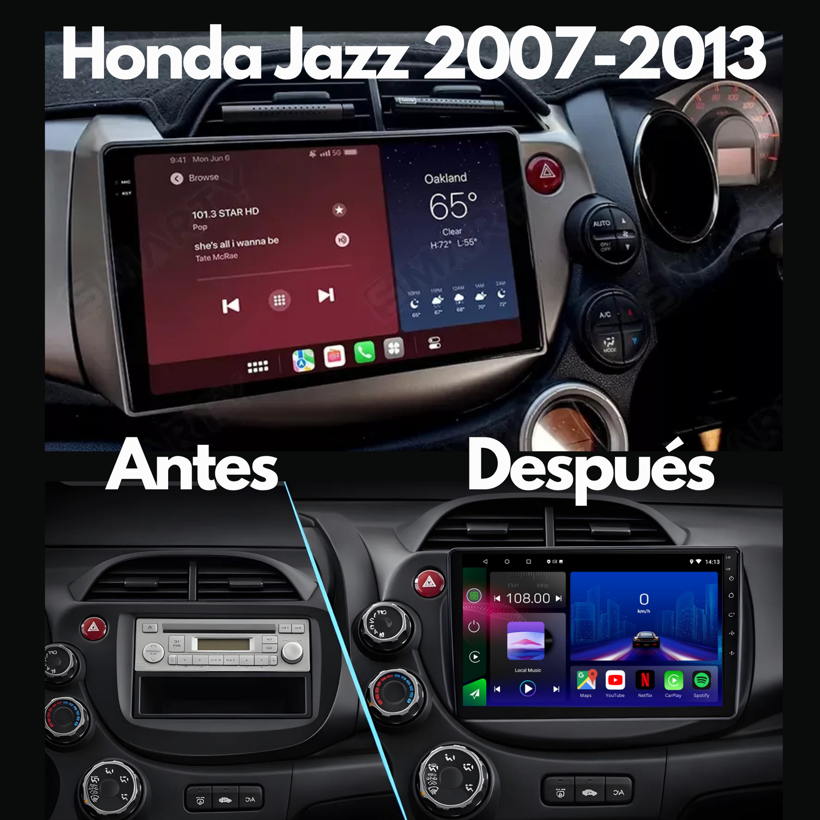 Honda Jazz | 2007-2013 | Radio Pantalla Android | Apple CarPlay y Android Auto