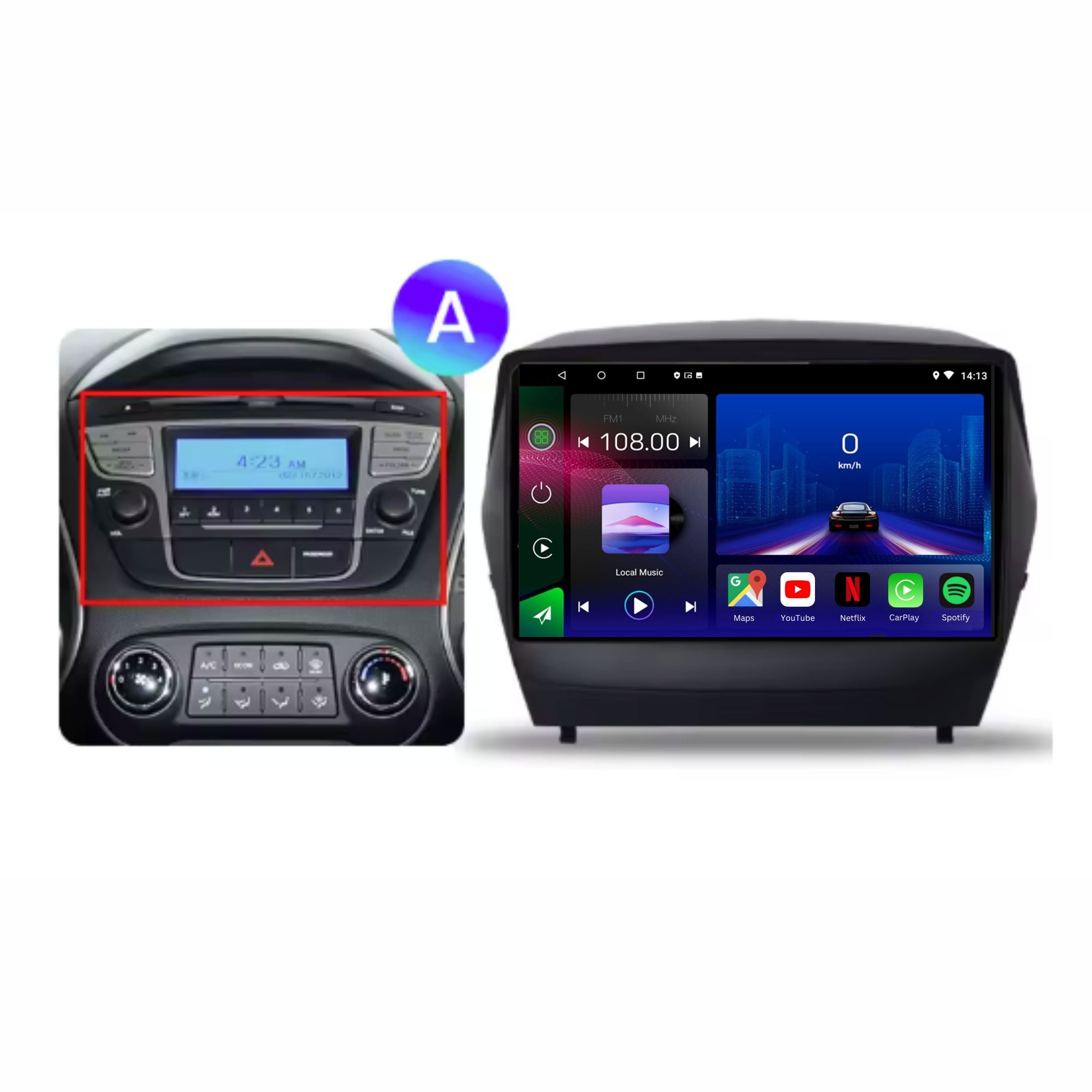 Hyundai ix35 | 2009-2015 | Android 14 Autoradio | Apple CarPlay | Android Auto